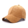 Classic brown faux suede baseball cap for winter featuring curved brim and soft texture - Adjustable / Earthy Yellow