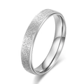 Eleganter silberner Damenring aus Titanstahl mit mattem Sandstrahleffekt und Glanz - 4# / 4mm / Silber