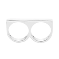Macro detail of silver double-finger metal ring with sleek rectangular geometric design - Silver