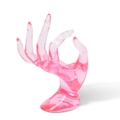 Pink translucent OK gesture hand model stand for rings and jewelry display - Solid / Pink