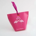 Pink flamingo wedding favor paper gift box with ribbon handle for sweets and treats - Red Flamingo
