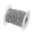 Cadena de bolas de acero inoxidable plateado en carrete para joyería artesanal - Ancho 1.5mm / Color Acero