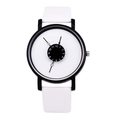 Orologio al quarzo minimalista con cassa nera opaca e cinturino in silicone bianco unisex - Bianco