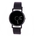 Orologio al quarzo minimalista con quadrante invertito e cinturino in pelle nera - Nero