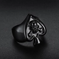 Anillo de picas retro negro con calavera en relieve para hombre, joyería estilo punk - US 8 / Negro