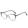 Montatura occhiali cat-eye in metallo nero con lenti anti-luce blu e protezione UV400 - Montatura Nera
