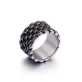 Anillo ancho vintage de acero de titanio con textura trenzada y acabado ennegrecido - US 11 / Color Acero