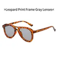 Occhiali da sole aviator retrò con montatura leopardata e lenti grigie alla moda - Montatura Leopardata Lenti Grigie