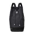 Black canvas drawstring backpack with leather accents and vintage casual style - Large / Black