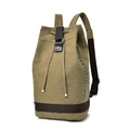 Mochila de lona verde oliva con cordón, estampado ALWAYS WITH YOU y correas marrones - Pequeño / Caqui