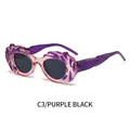 Occhiali da sole steampunk con montatura floreale viola e lenti rotonde grigio scuro - Montatura Viola Lenti Grigio Nero (C3)