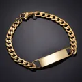Detailed macro view of a gold-plated Cuban link bracelet with a polished engravable bar - Gold (without Extension Chain)