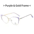 Montatura per occhiali cat-eye in metallo viola e oro con lenti anti luce blu e UV400 - Montatura Viola Oro