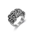 Anillo de hombre en acero inoxidable retro con diseño de calaveras apiladas tipo punk - US 5 / Color Acero (04501)