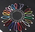 Braided leather keychain with metal ring available in various vibrant color options - Single Braided Rope Keychain