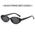 Gafas de sol ovaladas vintage con montura negra y lentes gris oscuro para mujer - Montura Negra Lentes Gris Negro