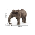 Realistic African elephant animal model toy with detailed dimensions 14x4.5x8.5cm - Female Elephant (250g)