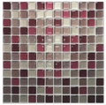 Self-adhesive 3D mosaic wall sticker with glossy wine red and beige square tile pattern - YJC0019-Wine Red Brown Gradient