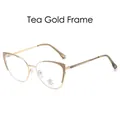 Montatura cat-eye in metallo oro marrone con lenti anti-luce blu e filtro UV 405 - Montatura Oro Marrone