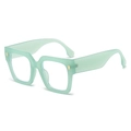Square mint green translucent anti-blue light glasses with metallic temple details - Green Frame