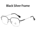 Quadratische Brille aus schwarzem und silbernem Metall mit Blaulicht- und UV400-Schutz - Schwarz und Silber