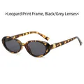 Gafas de sol ovales retro con montura de leopardo y lentes gris oscuro - Montura Leopardo Lentes Gris Negro