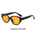 Retro cat-eye sunglasses with a black frame and yellow tinted lenses, style C6 - Black Frame Yellow Lens