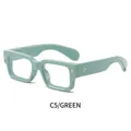Thick rectangular eyewear frame in Morandi light green finish with metal rivets - Green Frame