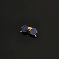 Golden sunglasses lapel pin with dark blue enamel lenses for men's suit accessory - Sunglasses - Small - Gold/Blue