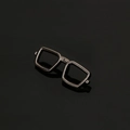 Fashion gunmetal grey enamel glasses brooch for men suit formal wear accessory - Gunmetal Frame - Large