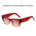 Lunettes de soleil œil de chat rétro avec monture et verres marron dégradé - Monture Thé Dégradé Verres Thé Dégradé