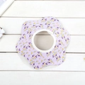 Floral cotton baby bib in light purple with adjustable double snaps and petal shape - Pure Cotton Double-breasted Button - Purple And Yellow Floral