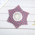 Red, white and blue plaid cotton baby bib with 360-degree rotating star design - 100% Cotton - Plaid