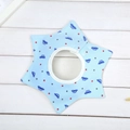 Light blue 360-degree cotton baby bib with blue car and star patterns for infants - Pure Cotton Double-breasted Buttons - Star Auto