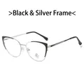 Cat eye glasses in black and silver frame with anti-blue light and UV400 lenses - Black and Silver