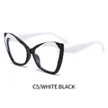 Schicke TR90 Katzenaugen-Brille mit schwarzem Rahmen und weißen Bügeln, trendiges Design - Schwarz-Weißer Rahmen