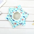 Light blue cotton baby bib with cartoon car prints and a star-shaped design - Pure Cotton Double-breasted - Green Forest