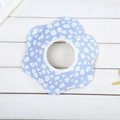 360-degree rotating petal baby bib in light blue floral print with soft cotton fabric - Pure Cotton Double-breasted - Blue Background With White Flowers