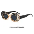 Lunettes de soleil steampunk avec monture orange ajourée et verres gris foncé pour femme - Monture Orange Verres Gris Noir (C6)