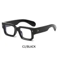 Classic rectangle black thick frame glasses with gold arrow and silver dot accents - Black Frame