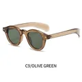 Retro oval sunglasses in translucent olive green frame with dark green lenses - Olive Green Frame / Dark Green Lens