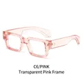 Transparent pink rectangular eyewear frame with stylish metallic temple accents - Transparent Pink