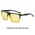 Square trendy sunglasses with black yellow gradient frame and yellow lenses - Black Yellow Frame Yellow Lens