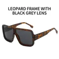 Occhiali da sole squadrati oversize con montatura leopardata classica e lenti grigie - Montatura Leopardo Lenti Grigio Nero