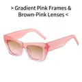 Lunettes de soleil œil de chat avec monture rose dégradé et verres rose thé chic - Monture Rose Dégradé Verres Thé Rose