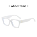 Moderne weiße quadratische Brille mit goldenen Metallnieten und dickem Azetatrahmen - Weißer Rahmen
