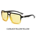 Men's square sports sunglasses featuring a black and yellow frame with yellow lenses - Black Yellow Frame Yellow Lens