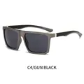 Square gunmetal frame sunglasses with dark grey lenses and anti-slip temples C4 - Gunmetal Frame Black Grey Lens