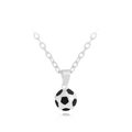 Collier pendentif ballon de foot pour homme avec émail noir et blanc sur chaîne - Football 3D Argent (A2088SI)