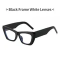 Lunettes de soleil œil de chat pour femmes avec monture noire épaisse et verres clairs - Monture Noire Verres Transparents